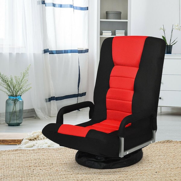 Costway 360° Red Swivel Gaming Floor Chair with Foldable