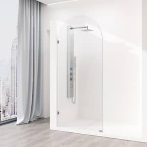 Arden 34 in. W x 78 in. H Frameless Fixed Shower Screen Door in Stainless Steel with 3/8 in. (10mm) Clear Glass