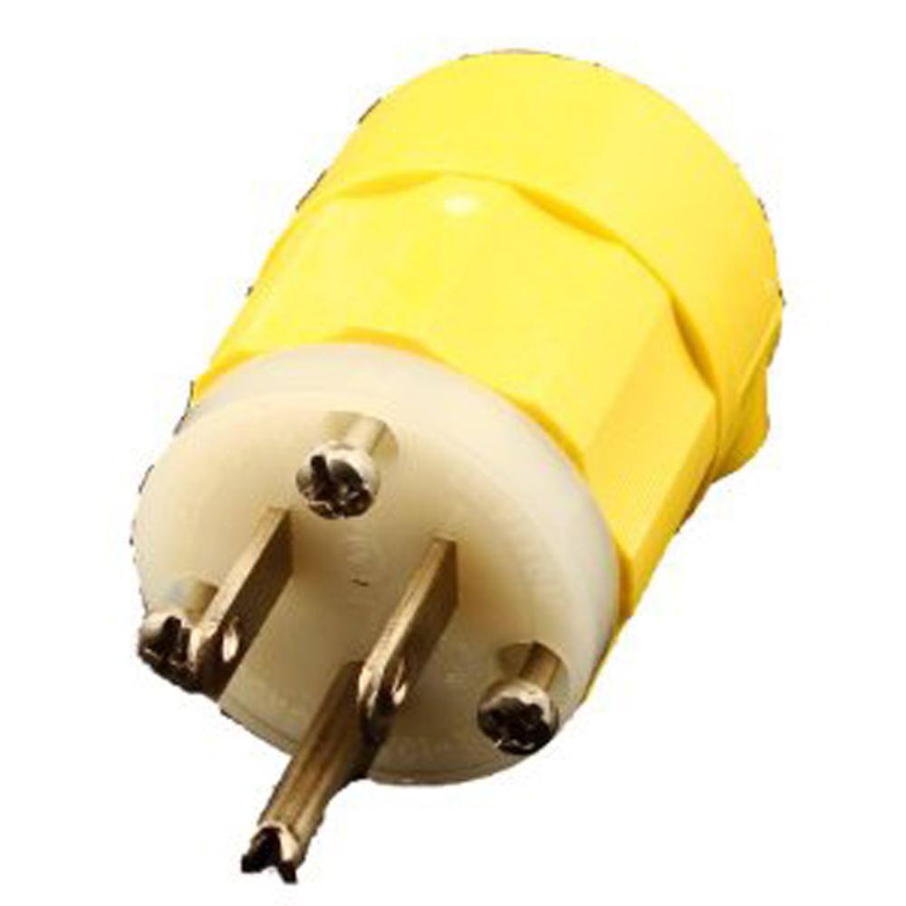 Leviton 15 Amp 125-Volt Corrosion Resistant Grounding Plug, Yellow ...