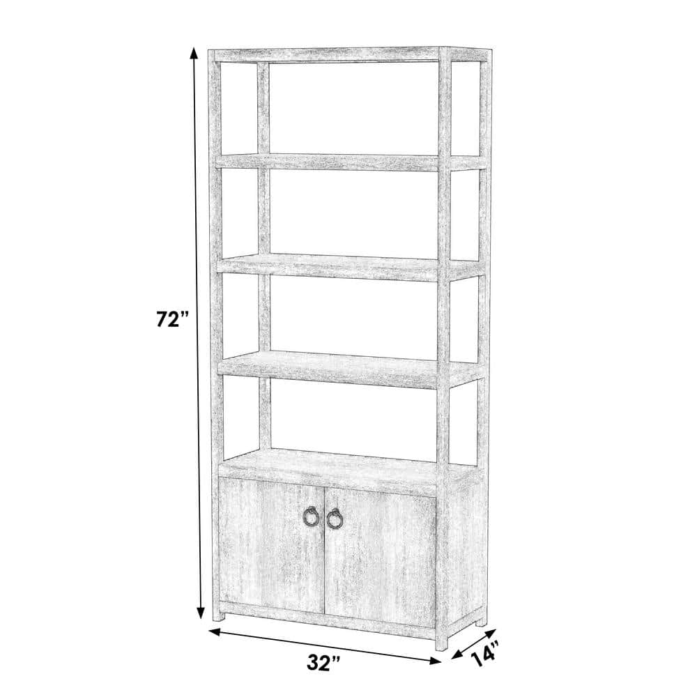 Navy Blue Wood Adjustable Etagere Bookcase with Doors