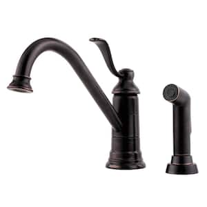 Portland Single-Handle Standard Kitchen Faucet with Side Sprayer in Tuscan Bronze