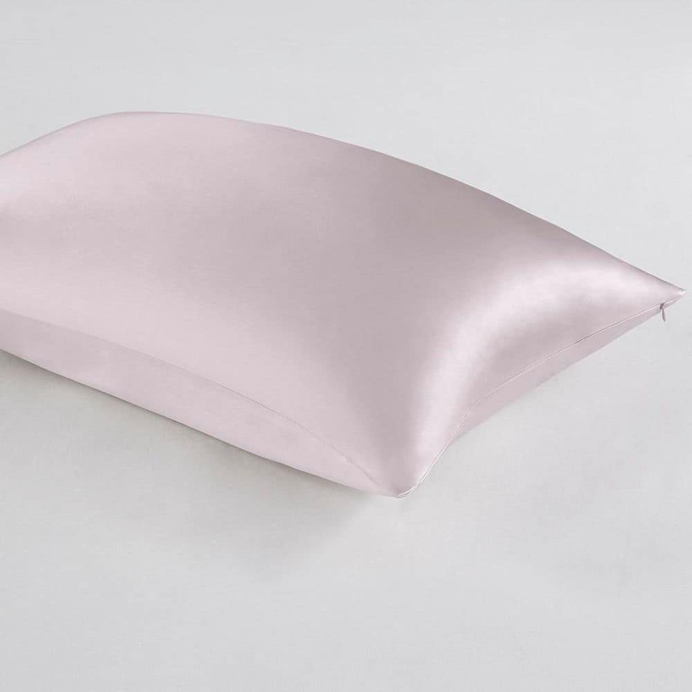 Standard Pink Silk Pillowcase with Zipper Closure