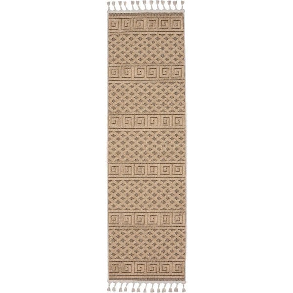 Nourison Paxton Mocha 2 ft. x 8 ft. Geometric Contemporary Kitchen Runner Area Rug