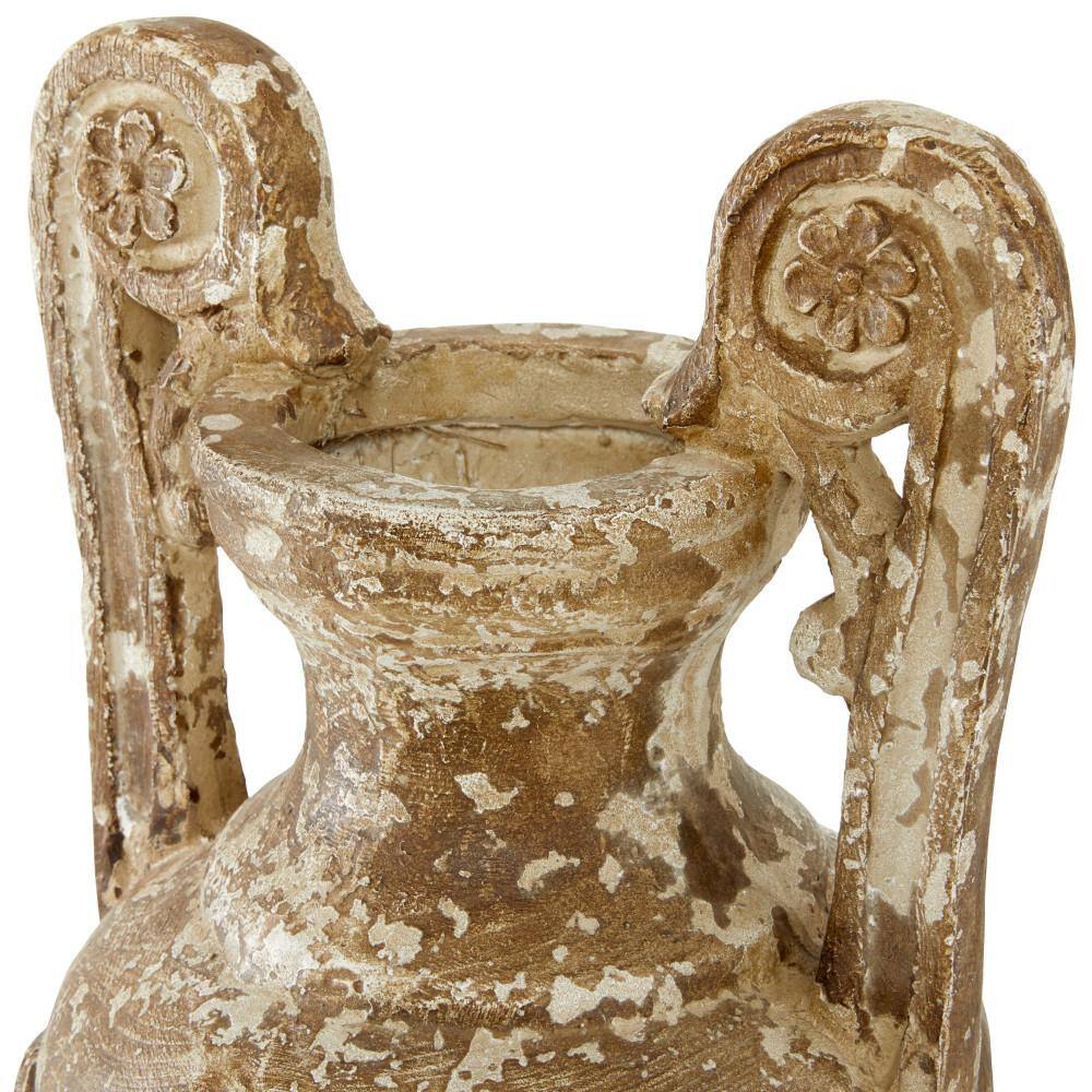 Antique-Inspired Light Brown Polystone Decorative Vase 21.55"