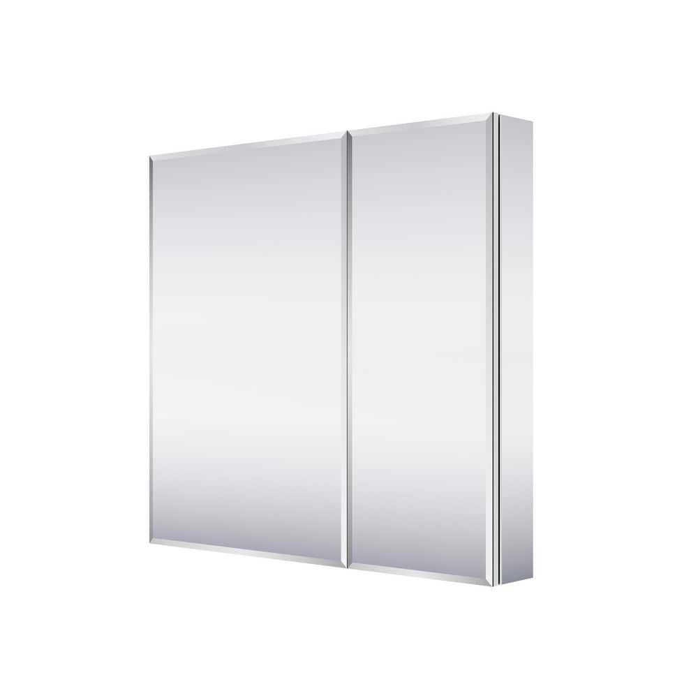 32 in. W x 30 in. H Rectangular Bevel Medicine Cabinet with Mirror in Silver with Adjustable Shelves, Soft-Close price history on PriceWatchPro