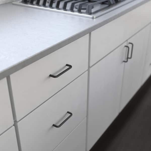 Wire 4 in. (102 mm) Modern Matte Black Cabinet Drawer Pull