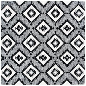Aspen Charcoal/Black 7 ft. x 7 ft. Square Geometric Area Rug