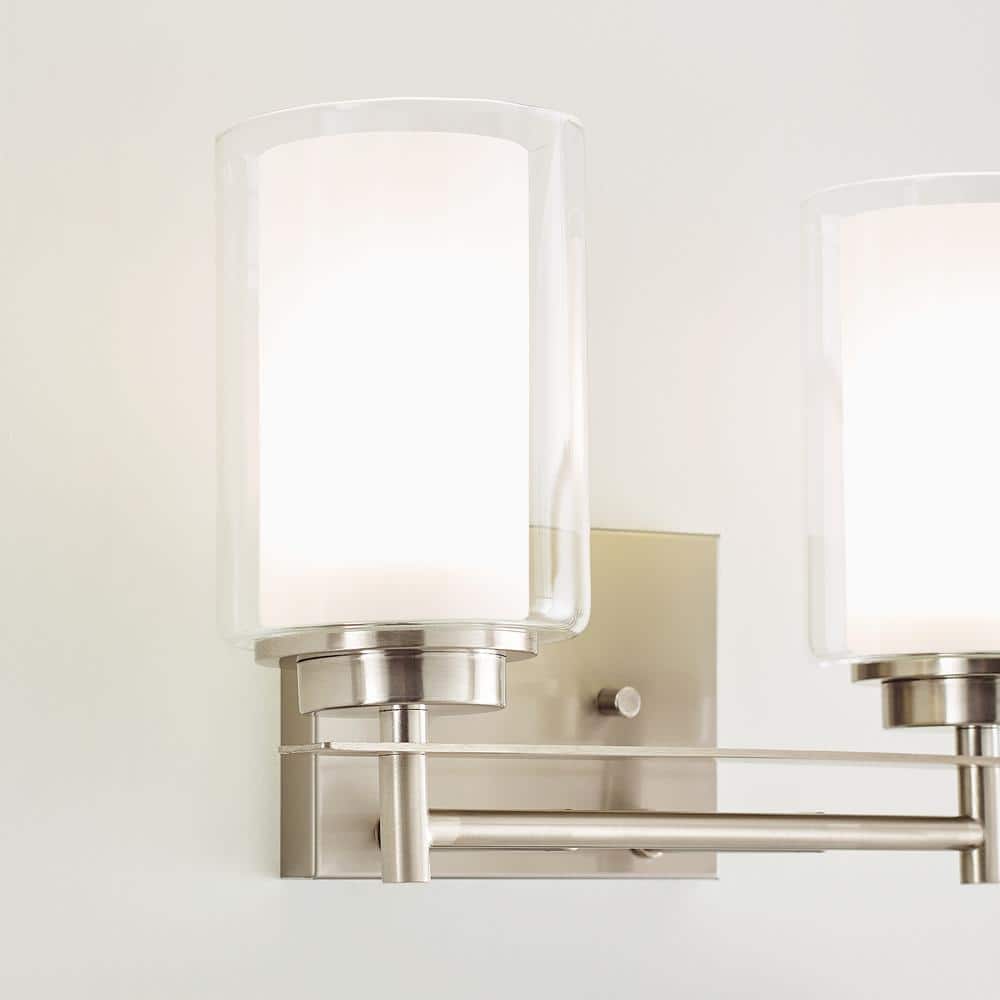 Elmwood Park Brushed Nickel 2-Light Vanity with Satin Etched Glass