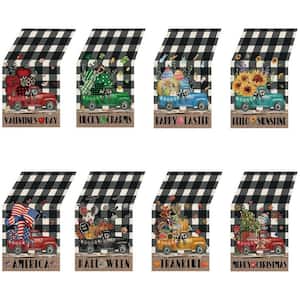 13 in. W x 72 in. L Multicolor Buffalo Plaid Truck Pattern Polyester Table Runner for Farmhouse Garden Party (Set of 8)