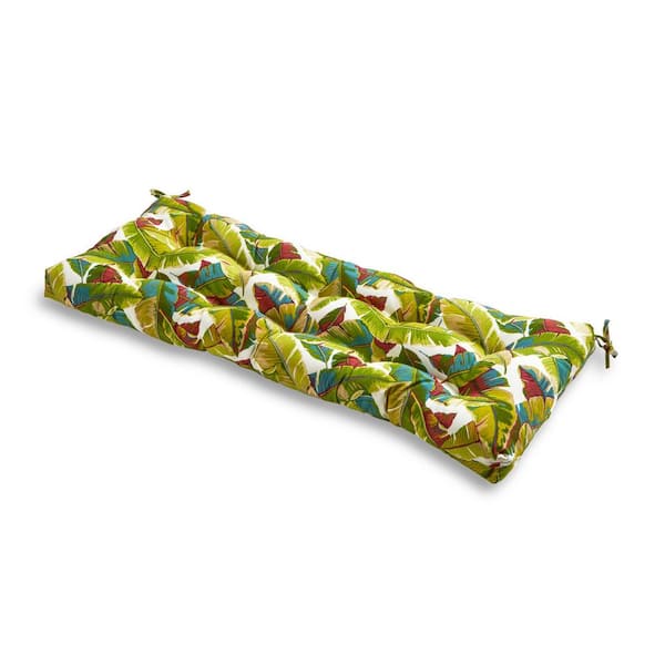 Greendale Home Fashions Palm Leaves Multi 51 in. x 18 in. Rectangle Outdoor Bench Cushion