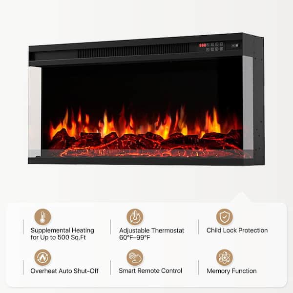 Sizzim 98 in. Freestanding Engineered Wood Electric Fireplace TV
