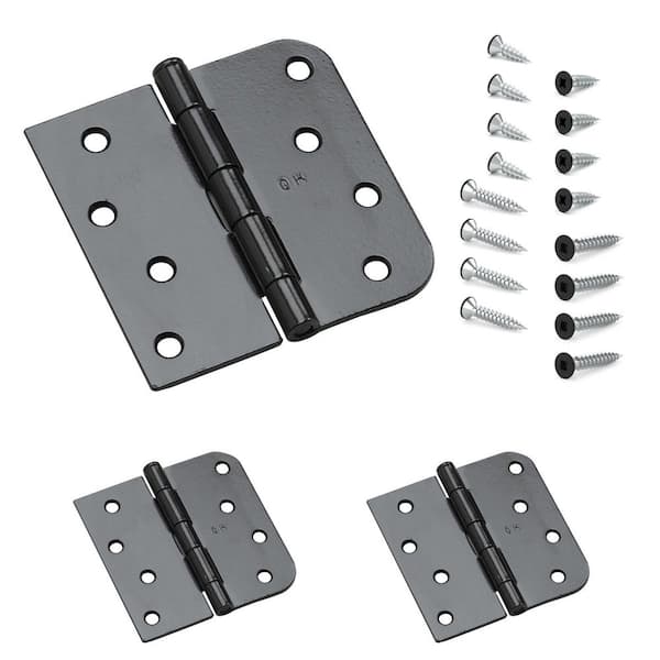 4 in. x 4 in. Black Full Mortise Combination Butt Hinge with Removable Pin (3-Pack)