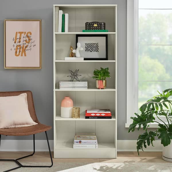 StyleWell 71 in. Off White 5-Shelf Basic Bookcase with Adjustable Shelves