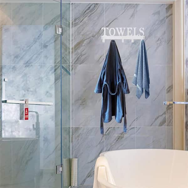 Dracelo Frameless Bathroom Towel Hook Robe Hook Shower Glass Door Hook in J-HookSilver (4-Pack)