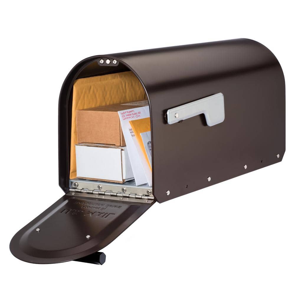 Large Rubbed Bronze Steel Post Mount Mailbox