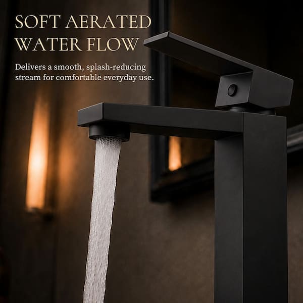 BWE Single Hole Single-Handle Bathroom Faucet in Matte Black A