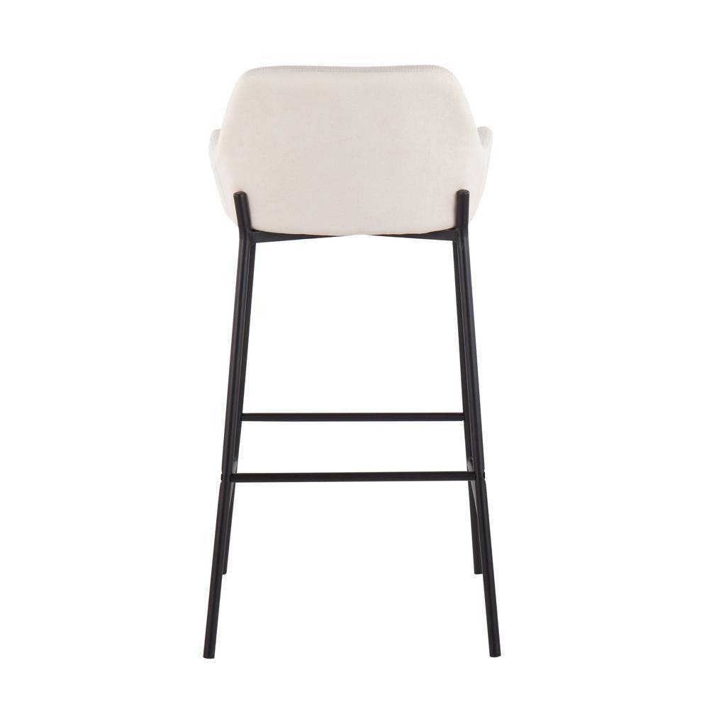 Set of 2 Cream Fabric and Black Metal Industrial Bar Stools