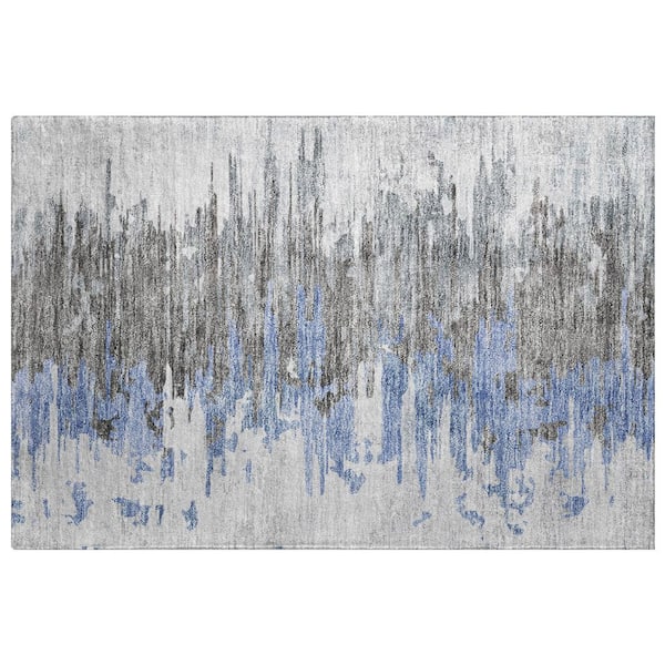 Dream Shag Premium Machine Washable Abstract ADS704 Blue 3 ft. x 4 ft. Area Rug