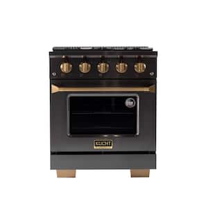Gemstone 30 in. 4.2 cu. ft. 4-Burners Dual Fuel Range for Natural Gas with Convection Oven in Titanium Stainless Steel