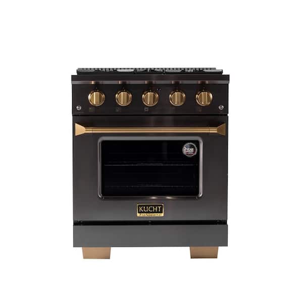 Kucht Gemstone 30 in. 4.2 cu. ft. 4-Burners Dual Fuel Range for Natural Gas with Convection Oven in Titanium Stainless Steel