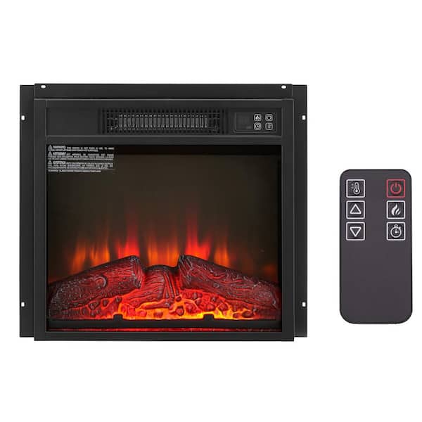 18 in. Ventless 120V Electric Fireplace Insert with remote control, ultra thin heater with log set & realistic flame