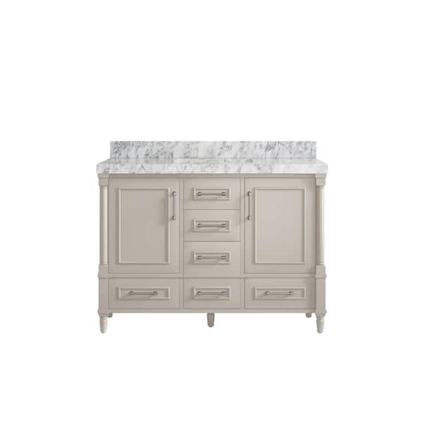 Willow Collections Hudson 48 in. W x 22 in. D x 36 in. H Single Sink Bath Vanity in Fine Grain with 2 in. Carrara Marble Top