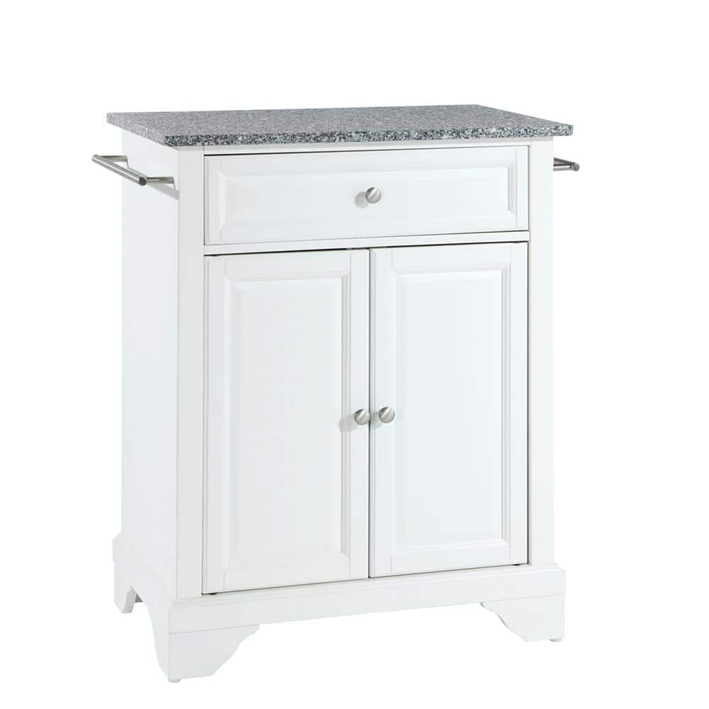 White and Gray Granite Top Portable Kitchen Island Cart