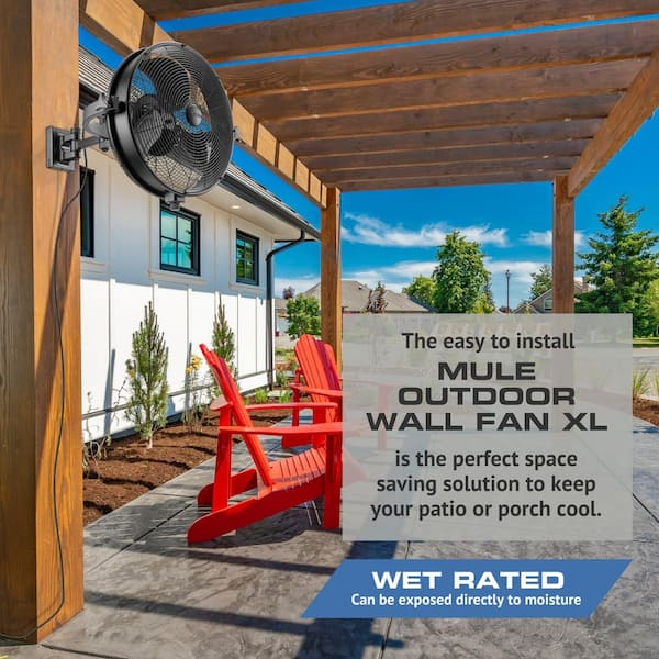 Wall Mount 18 in. Wet Rated XL Outdoor Matte Black Outdoor Fan
