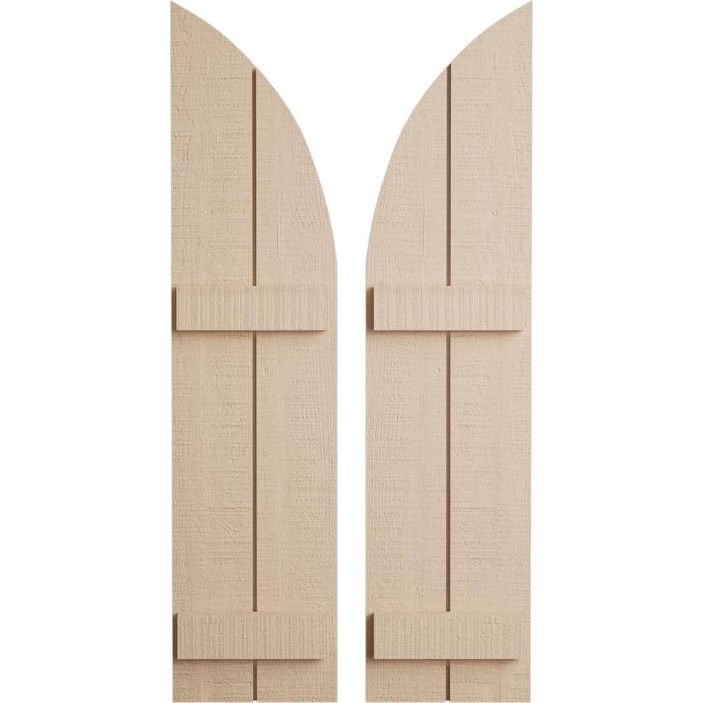 11 in. x 52 in. Polyurethane Rough Cedar 2-Board Joined Board and Quarter Arch Top Shutters Primed Tan price history on PriceWatchPro