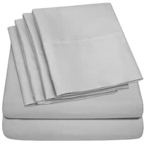 1500-Supreme Series 6-Piece Silver Solid Color Microfiber King Sheet Set
