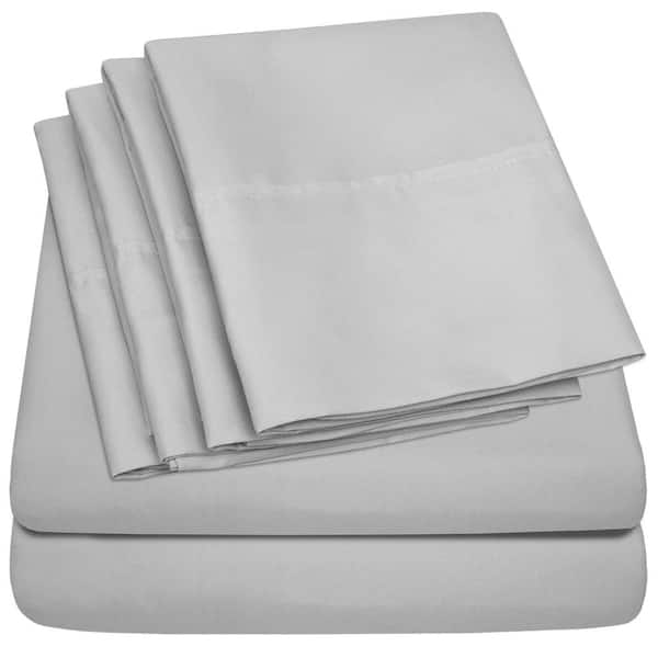 Sweet Home Collection 1500 Supreme 4-Piece Silver Solid Color Satin  Microfiber Queen Sheet Set SATIN-Q-SIL - The Home Depot