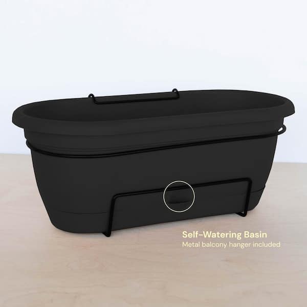 Bloem Lucca 7 in. H X 9 in. D Resin Planter Black