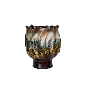 8.25 in. W x 9.37 in. H Reactive Glaze Multicolor Stoneware Organic Shaped Decorative Pots