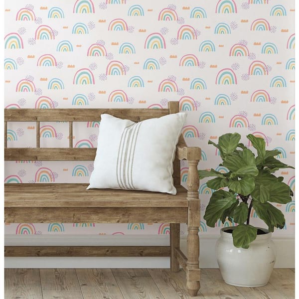 Pink and White Rainbow's End Peel and Stick Wallpaper (Covers 28.29 sq. ft.)