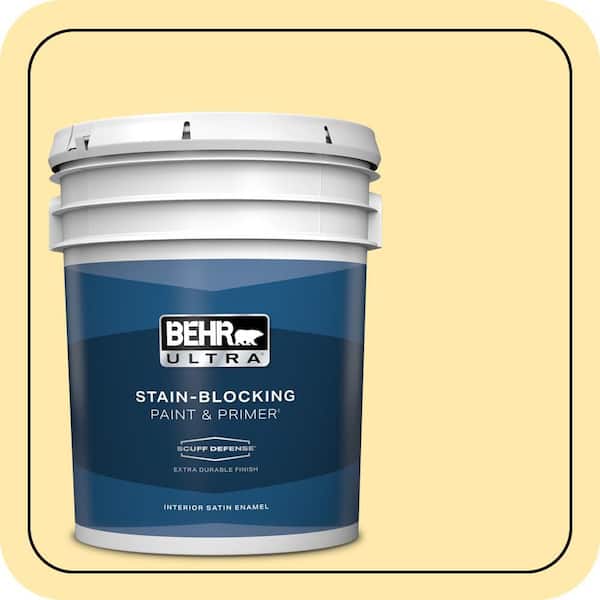 BEHR ULTRA 5 gal. #P290-2 Sweet as Honey Extra Durable Satin Enamel Interior Paint & Primer