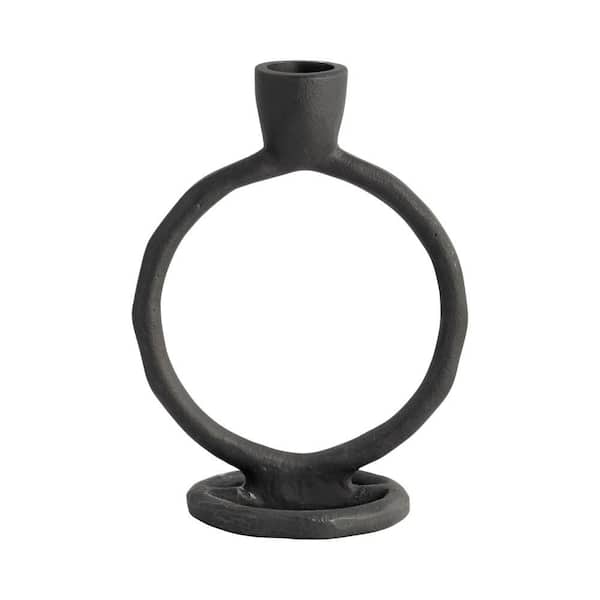 Liv & Skye Black 6 in. Metal Round Ring Taper Candle Holder