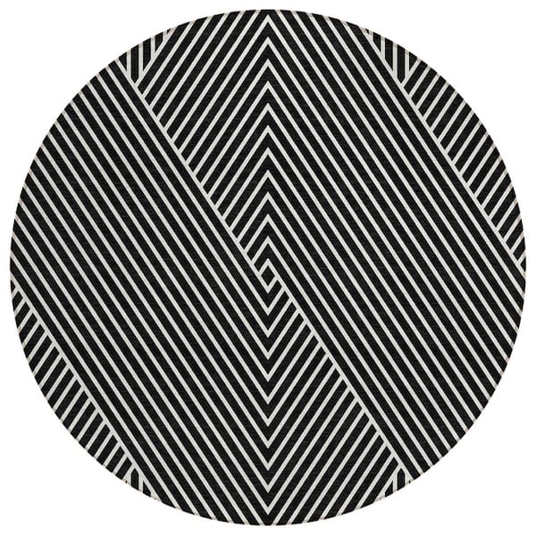 Chantille Machine Washable Indoor/Outdoor Abstract ACN937 Black 8 ft. x 8 ft. Area Rug