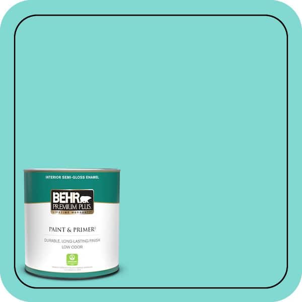 BEHR PREMIUM PLUS 1 qt. #MQ4-22 Key Largo Semi-Gloss Enamel Low Odor Interior Paint & Primer