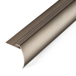 Aluminum Tap Down Stair Nosing Transition Strip, Satin Nickel,  5.5mm 1.7 in. x 74 in.