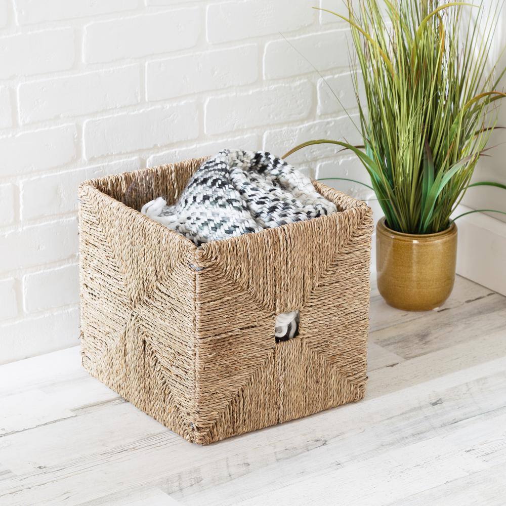 Natural Seagrass Woven Storage Basket with Steel Frame