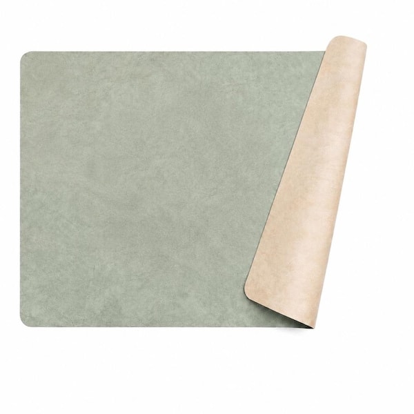 17 in. x 12 in. Beige/Sage Green Two-Tone Polyvinyl Chloride Reversible Placemats with Coasters Set of 6