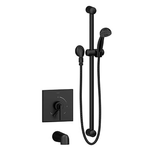 Symmons Duro 1-Handle Wall Mounted Tub and Shower Trim Kit in Matte Black (Valve not Included)