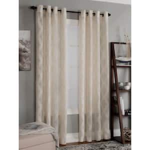 Clip 50 in. W x 63 in. L Polyester and Linen Semi-Sheer Window Panel in Tan