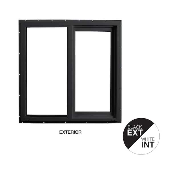 23.5 in. x 23.5 in. Select Series Horizontal Sliding Left Hand Vinyl Black Window with White Int, HPSC Glass and Screen