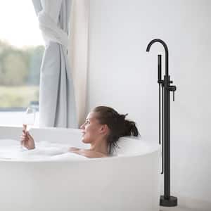 Single Handle Bathroom Freestanding Tub Faucet with Hand Shower in Matte Black