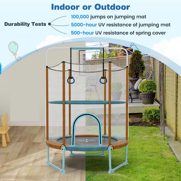 リラクゼーショングッズ jumpmanjump2002 Gymax 60 in. Trampoline for Kids with Gymnastic Bar Rings Foamed