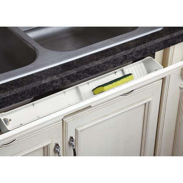 22 in. White Polymer Cabinet Door/Drawer Kitchen TipOut, Sink Front Tray for Base Cabinets