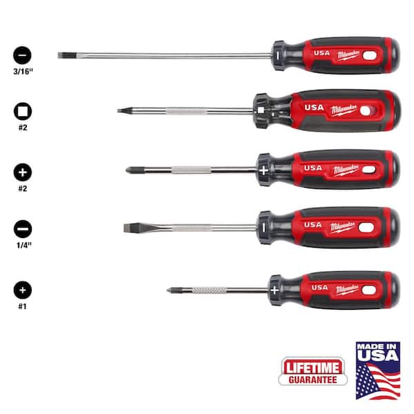 Milwaukee Screwdriver Kit with Square Tips and Cushion Grip (5-Piece)
