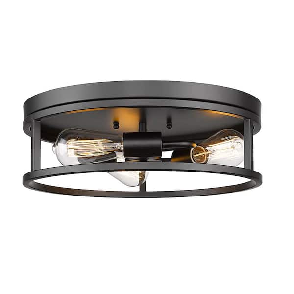 Unbranded Jeffrey 16 in. 3-Light Black Flush Mount