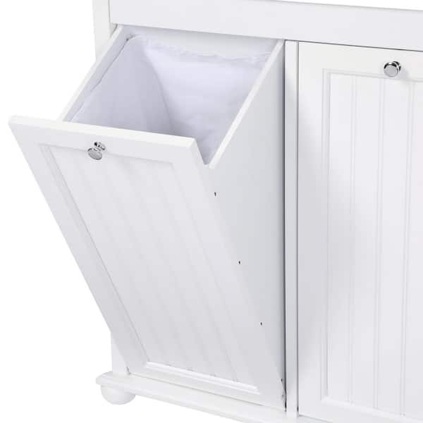 Home Decorators Collection - Hampton Harbor 26 in. W Double Tilt-Out Beadboard Hamper in White